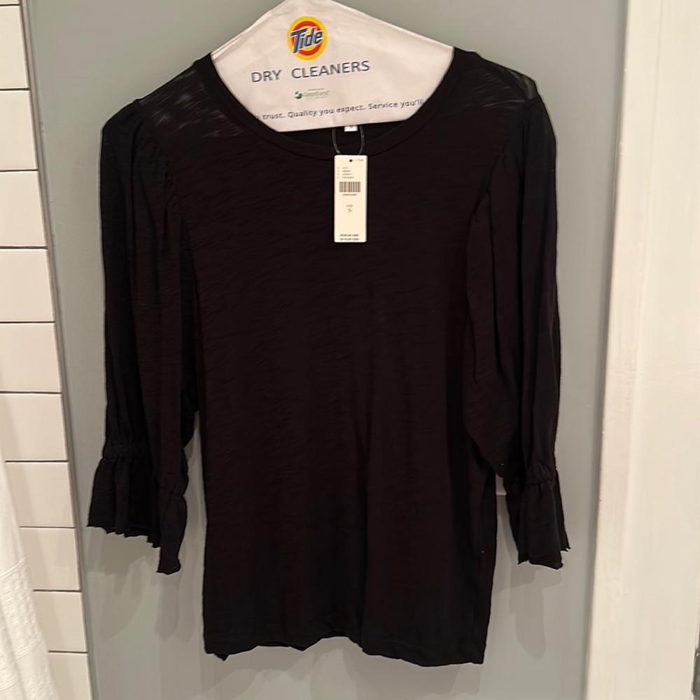 NWT Anthropologie Goldie Blouse Black Size Small